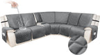HDCAXKJ 100% Waterproof Velvet Recliner Sectional Couch Covers L Shaped Corner Reclining Sofa Cover Washable Thick Non Slip Sectional Slipcover with Pockets (5 Seat and 1 Middle Console, Grey)