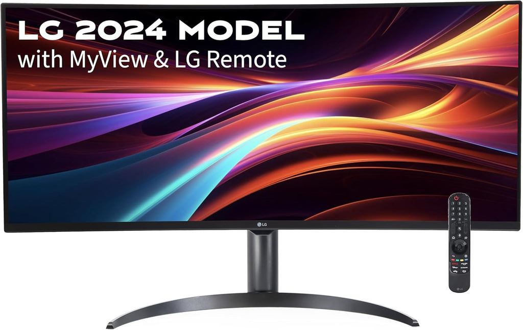 LG 34" Curved WQHD VA Black Monitor with Built-in Speaker  (3440x1440) 100Hz  5ms  Ultrawide MyView Streaming  Airplay2  Magic Remote  34SR65QC-B WebOS 2024 Model (Renewed)