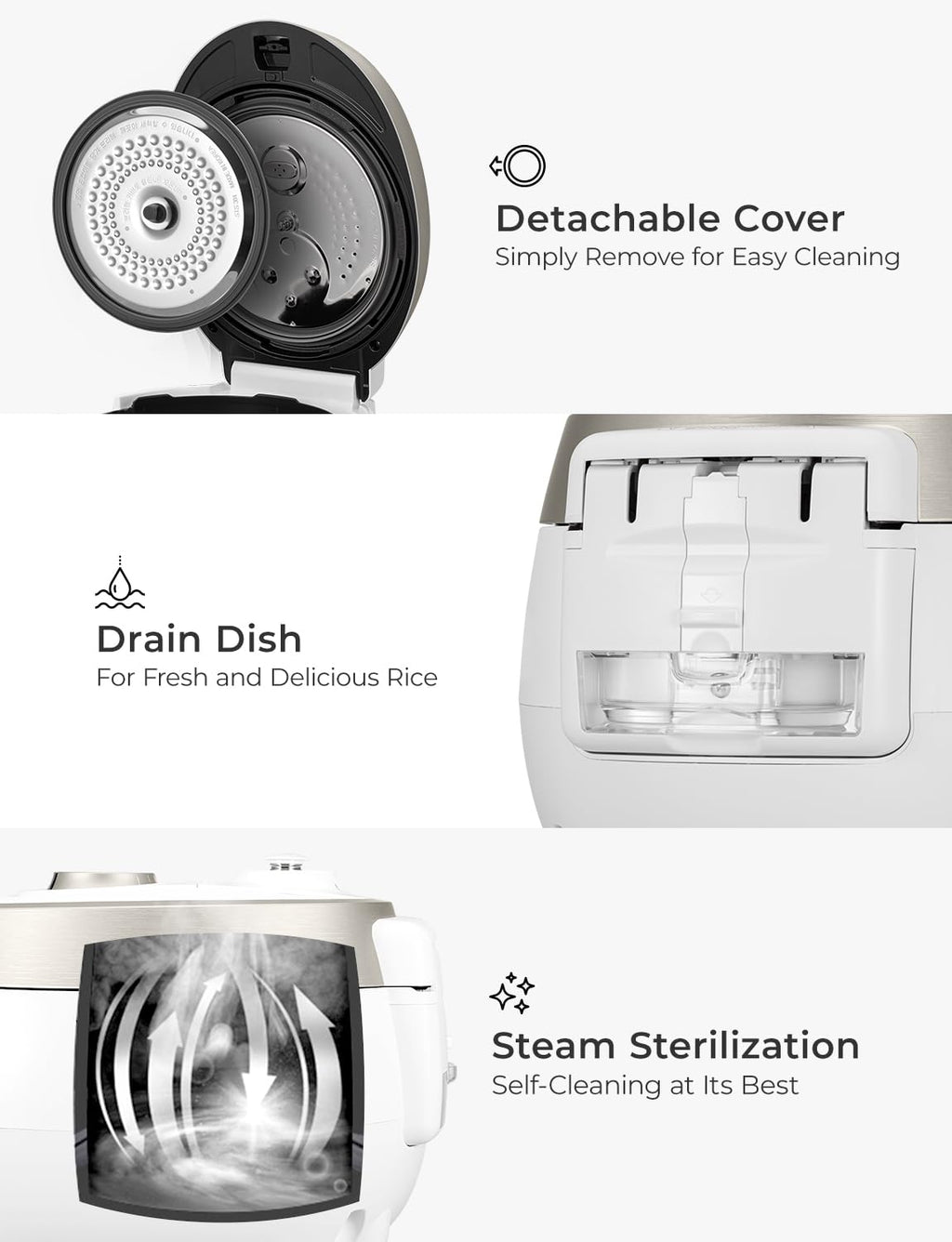 Cuckoo CRP-RT0609FW 6 cup Twin Pressure Plate Rice Cooker & Warmer with High Heat, GABA, Mixed, Scorched, Turbo, Porridge, Baby Food, Steam (Hi/Non Press.) and more, Made in Korea (White)