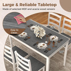 COSTWAY Dining Table Set for 4, Wood Kitchen Table Chairs Set with Rubber Wood Legs, Space-Saving Design, Modern 5-Piece Dinette Set for Small Place, Kitchen, Dining Room, Restaurant (Grey)