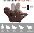 BOSMILLER Power Lift Recliner Chair with Massage and Heat for Elderly, Electric Recliner Single Sofa with Two Cup Holders, Extended Footrest, Side Pocket and USB Charge Port for Living Room