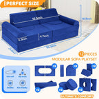 12 Pcs Modular Kids Play Couch – Premium Soft Foam, Removable Cover, Comfortable & Safe Toddler Couch for Children 1-6 Years, Portable & Easy to Clean, Ideal for Living Room & Playroom, Blue