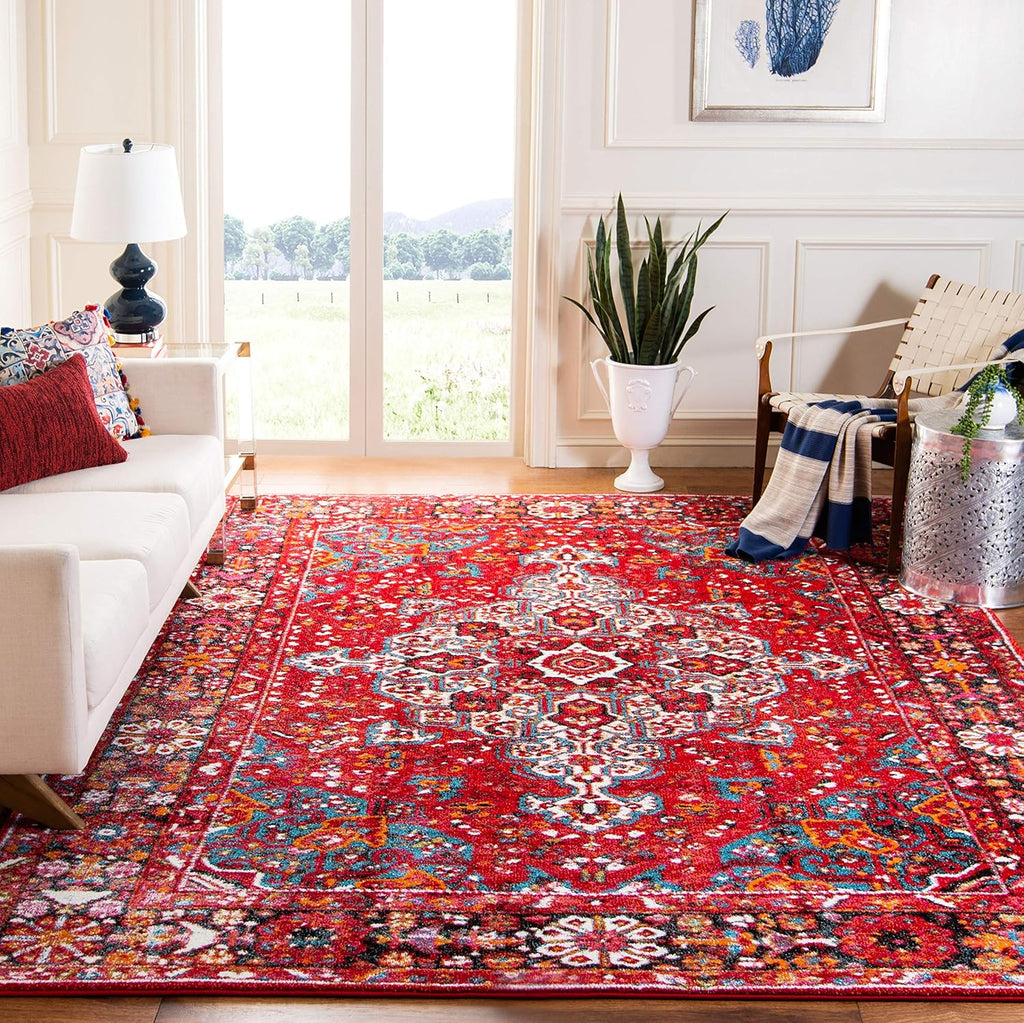 SAFAVIEH Vintage Hamadan Collection Area Rug - 8' x 10', Red & Multi, Oriental Traditional Persian Design, Non-Shedding & Easy Care, Ideal for High Traffic Areas in Living Room, Bedroom (VTH222A)