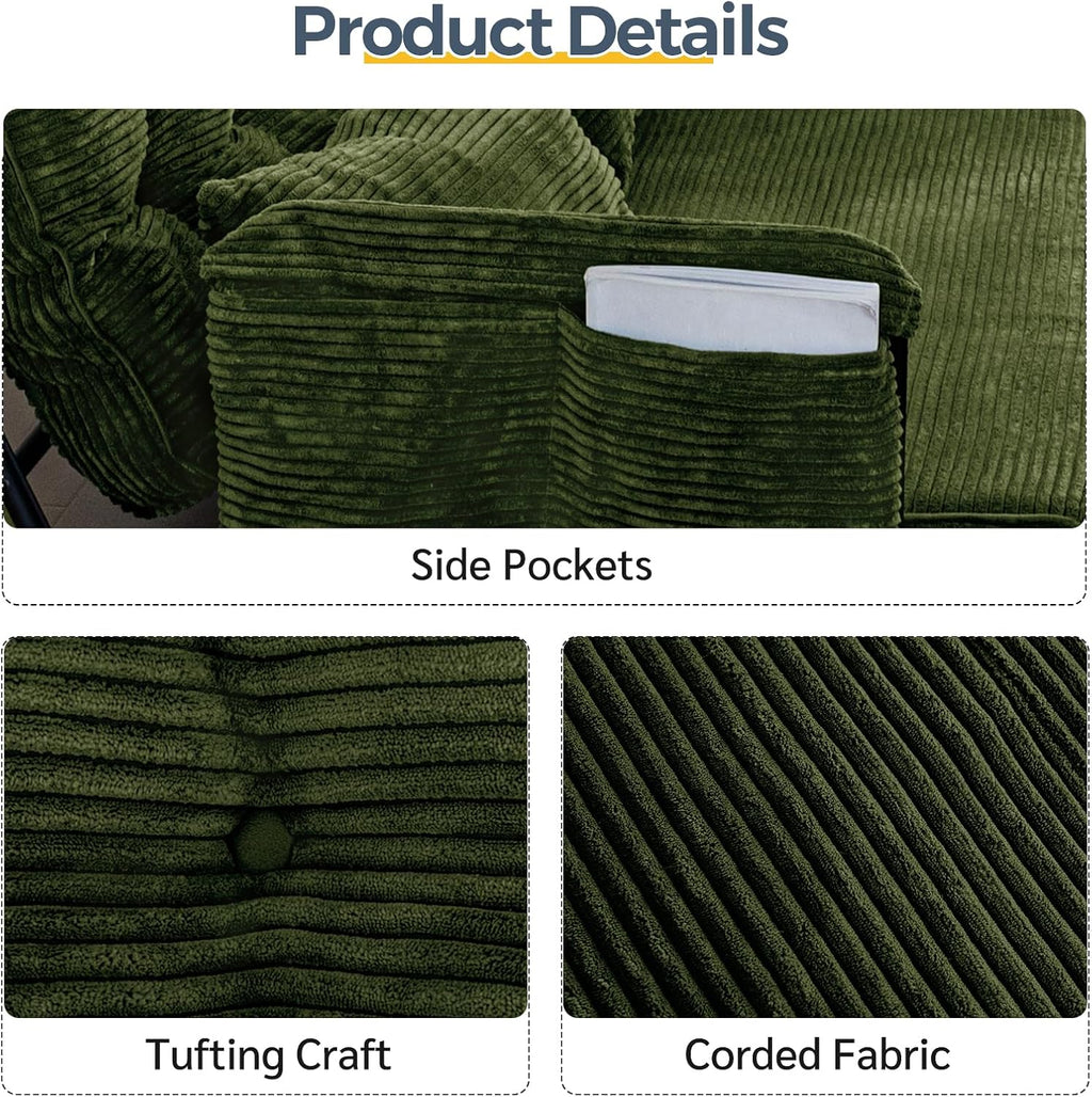 MAXYOYO Adjustable Floor Sofa Couch with 2 Pillows, Multi-Functional Bean Bag Bed, 5-Position Foldable Lazy Sofa Sleeper Bed with Armrest, Versatile Floor Seating for Reading, Dark Green, Double