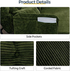 MAXYOYO Adjustable Floor Sofa Couch with 2 Pillows, Multi-Functional Bean Bag Bed, 5-Position Foldable Lazy Sofa Sleeper Bed with Armrest, Versatile Floor Seating for Reading, Dark Green, Double