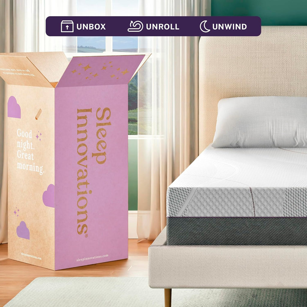 Sleep Innovations Marley 12 Inch Green Tea Gel Memory Foam Mattress, King Size, Bed in a Box, Medium Firm Feel