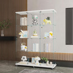 Frameless Glass Display Cabinet, Curio Cabinet Display Case with Locks and Hinged Doors, Quick-Install Floor Standing Large Showcase Display Shelf for Collectibles, Legos, Figures, Plants