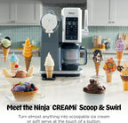 Ninja CREAMi Scoop & Swirl Ice Cream and Soft Serve Maker, Oprah's Favorite Things 2025, 13 Programs, Soft Serve Handle & (4) CREAMi 2-in-1 16oz Pints, Gift for Kids & ALL ages, NC701