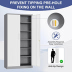 Metal File Cabinet,Locking Storage Cabinet with 2 Doors and 5 Adjustbale Shelves,Steel Tool Cabinet for Garage,Basement,Home Office