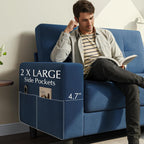 Loveseat Sofa丨53 inch Love Seat Small Couch for Small Space 丨7.5” Thick Seat Cushion Sofas for Bedroom丨Chenille Mini Couch for Apartment Navy Blue