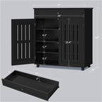 Yaheetech Shoe Cabinet, 4-Tier Shoe Storage Cabinet with Drawer & Adjustable Shelves, Shoe Rack Cabinet for Entryway, Hallway, Living Room, Black