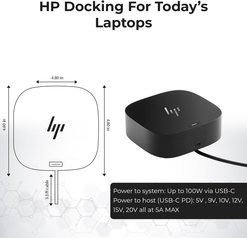 HP Docking Station for Laptop Dual Monitor and Charging Bundle - HP USB-C G5 Dock 5TW10AA / 5TW10UT / 5TW10AA#ABB with 120W Adapter  HDMI  DisplayPort  USB-C Cables & Microfiber Cleaning Cloth