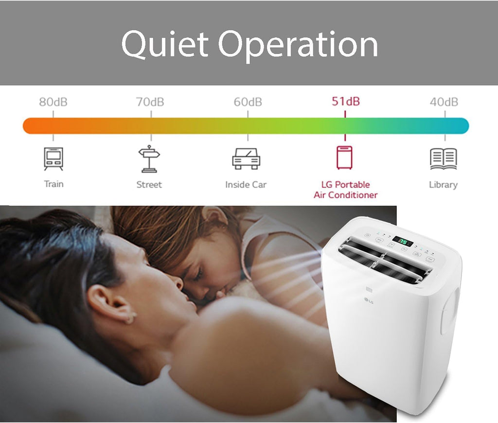 LG 6,000 BTU DOE 8,000 BTU ASHRAE Portable Air Conditioner, 115V, Cools 250 Sq.Ft. (10' x 25' Room Size), Quiet Operation, LCD Remote Control, and Window Installation Kit, White