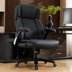 700lbs Big and Tall Office Chair - Heavy Duty Executive Desk Chair with Inflatable Lumbar Support, Extra Wide Padded Seat, Flip-up Arms, Metal Base & Quiet Rubber Wheels, High Back Ergonomic Chair