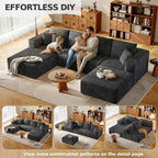 134.6" Modular Sectional Sofa with Deep Seat, Boneless U Shaped Corduroy Couch Modern Comfort, Cloud Couch Oversized for Living Room No Assembly (Gray)