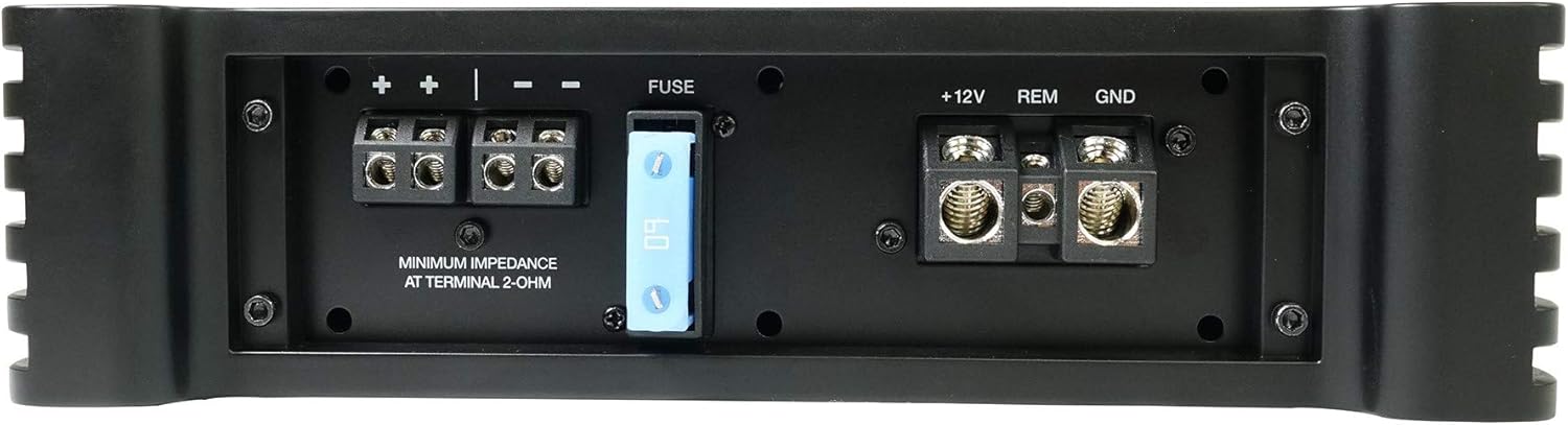 Rockville DBM12 2000W Peak/500W RMS Mono 2-Ohm Marine Amplifier  Waterproof Covers  Bass Remote  Class-D Power  Designed for Boat Audio Systems