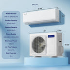DELLA Vario Series 12000 BTU Mini Split Air Conditioner Work with Alexa with 1 Ton Pre-Charged Heat Pump Ductless Inverter System, 23 SEER2, Cools Up to 550 Sq. Ft,16.4ft Installation Kit Included