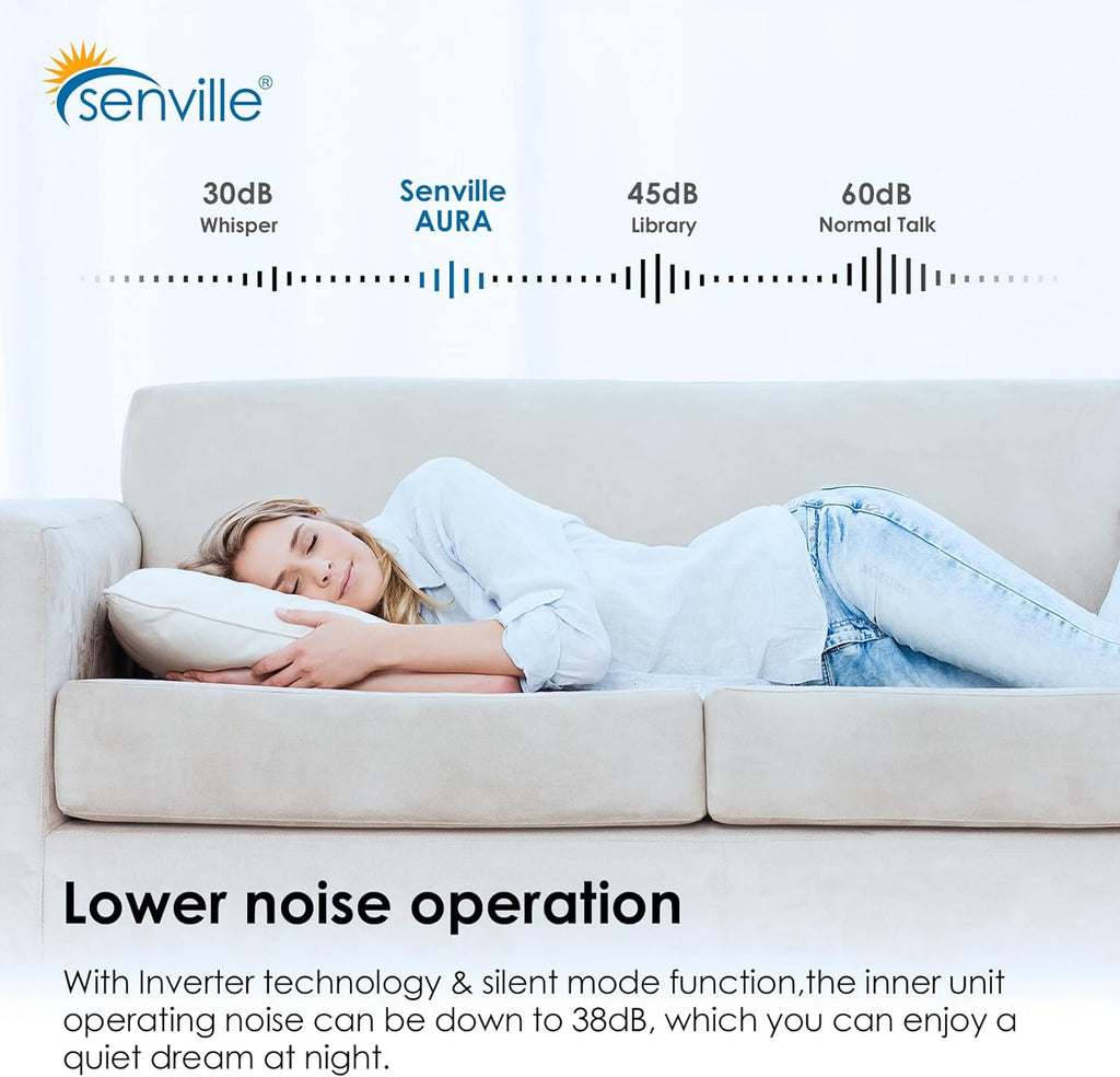 Senville AURA Series Mini Split Air Conditioner Inverter Heat Pump, 33000 BTU, Energy Star, White
