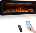 Valuxhome 50 inch Recessed Modern Electric Fireplace with WiFi Smart Control, 3 Top Light and Flame Colors, Timer&Thermostat, Overheating Protection, Logset and Crystal, Touch Screen, Black