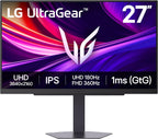 LG 27G810A-B 27-inch Ultragear 4K UHD (3840 x 2160) IPS Gaming Monitor  Dual Mode UHD 180Hz or FHD 360Hz  1ms  NVIDIA G-Sync  AMD FreeSync Premium  VESA DisplayHDR 400  HDMI 2.1  Black