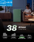 Upstreman 3.2 Cu.Ft Mini Fridge with Freezer, Single Door Mini Fridge, Dorm Fridge, Adjustable Thermostat, Mini Refrigerator for Bedroom, Office, Dorm, Green-BR321