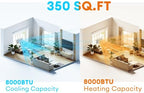 8,000 BTU Smart Window Air Conditioner with Heater, 4-in-1 Unit Cools Rooms up to 350 Sq.Ft, APP & Remote Control, Dehumidifier & Fan Mode, Easy Install Kit Included