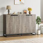 GAOMON 55" Buffet Cabinet, Large Sideboard Buffet Cabinet with Storage, Storage Cabinet with 4 Doors & Adjustable Shelves, Wood Coffee Bar for Living Room, Dining Room, Kitchen, Grey
