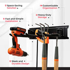 TIDYME Garage Tool Organizer Wall Mount - 80 inches - Sturdy Storage Rack with Adjustable Hooks, Anti-Rust - Easy Installation, 500lbs Capacity - Garden Tool Organizer (05 Racks & 10 Hooks)