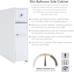 Spirich Slim Bathroom Storage Cabinet, Free Standing Toilet Paper Holder, Bathroom Cabinet Slide Out Drawer Storage, White