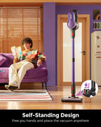 Cordless Vacuum Cleaner, 500W 45KPA 50Mins Stick Vacuum Cleaners for Home with LED Light, Self-Standing, Anti-Tangle Brush & 1.6L Dust Cup, Lightweight Vacuum for Pet Hair, Carpets, Hard Floors