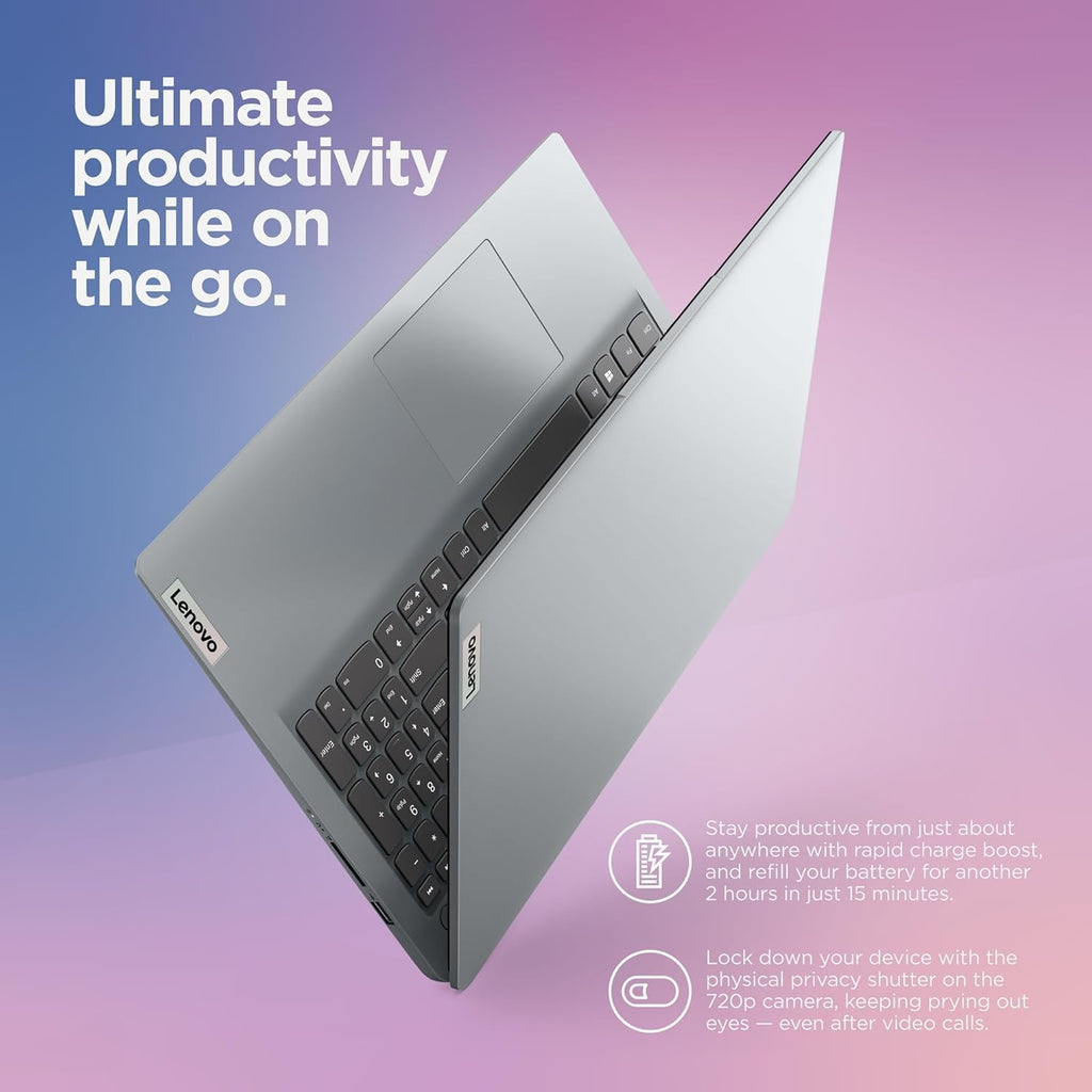 Lenovo IdeaPad 1 Student Laptop  Intel Dual Core Processor  12GB RAM  512GB SSD + 128GB eMMC  15.6" FHD Display  1 Year Office 365  Windows 11 Home  Wi-Fi 6  Webcam  Bluetooth  SD Card Reader  Grey