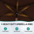 AreShark 6.5' x 10' Rectangular Patio Umbrellas for Outdoor, Outdoor Table Umbrella, Large Outdoor Patio Umbrellas with 6 Sturdy Ribs for Pool, Garden, Deck & Market (Brown)