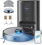 Vyzzle Robot Vacuum and Mop, 4-in-1 Robotic Vacuum Cleaner with Self-Emptying Base, 6000Pa Vacuum Robot with LiDAR Navigation, 60 Days Capacity, Ideal for Pet Hair, Hard Floors, Carpet, E20
