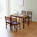 Livinia Seattle 5-Piece Wooden Dining Table Set for 4, Modern Farmhouse Kitchen Dining Room Set with Solid Wood Ladder Back Chairs for Small Space (Antique)