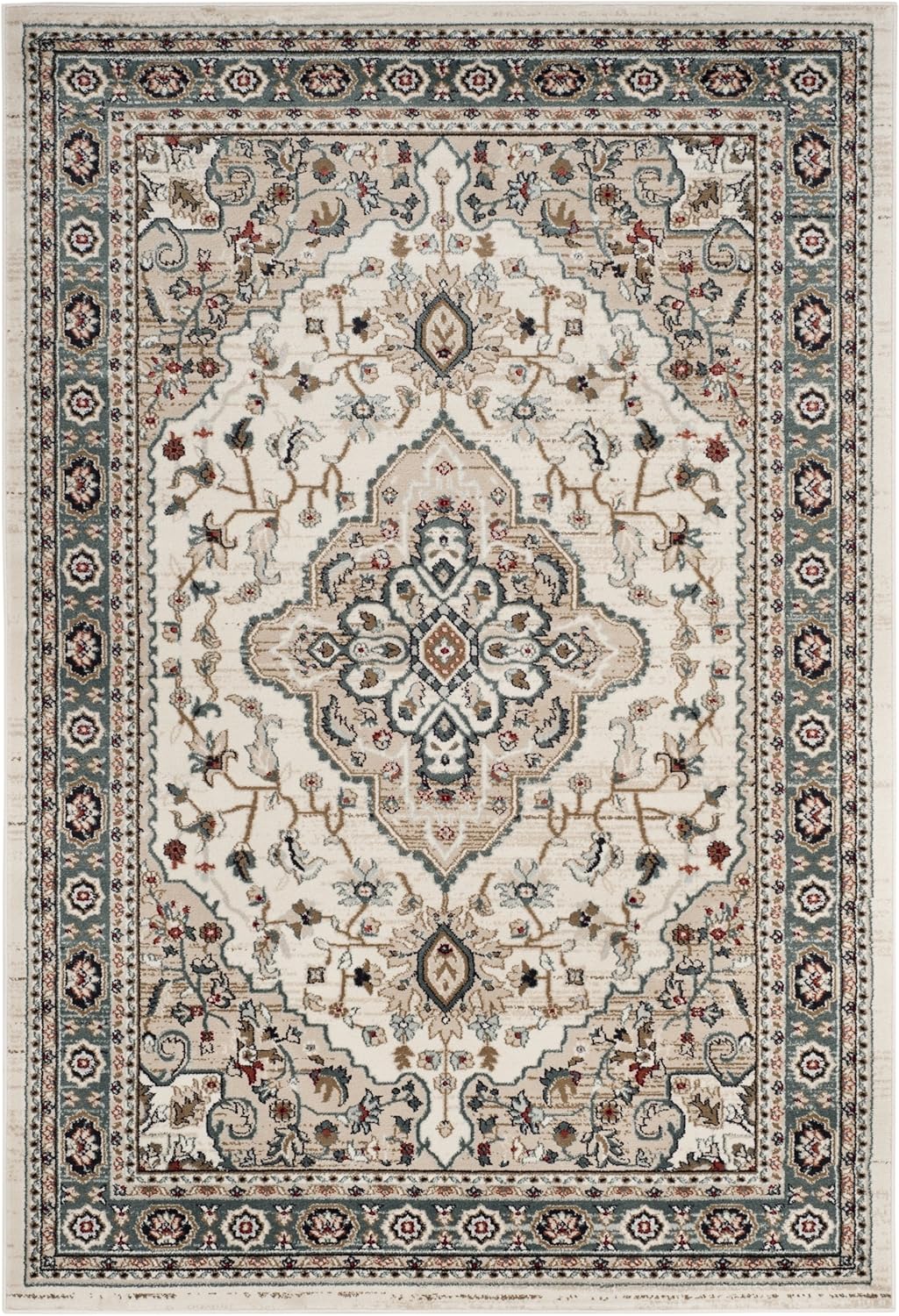 SAFAVIEH Lyndhurst Collection Area Rug - 9' x 12', Cream & Beige, Traditional Oriental Design, Non-Shedding & Easy Care, Ideal for High Traffic Areas in Living Room, Bedroom (LNH338B)
