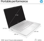 HP 14" Laptop 2025 Business Student Slim Computer  Lifetime MS Office  Copilot AI  Quad-Core Intel CPU  16GB RAM  628GB Storage (128GB UFS+500GB Ext)  MarxsolAccessory  Wi-Fi 6  Win 11 Pro  Silver