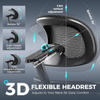 Ergonomic Office Chair with Footrest, Big and Tall Home Desk Chair, High Back Rolling Computer Chair with 5D Flip-Up Arms and Lumbar Support, Comfy Gaming Chair, Swivel Mesh Chairs, Black