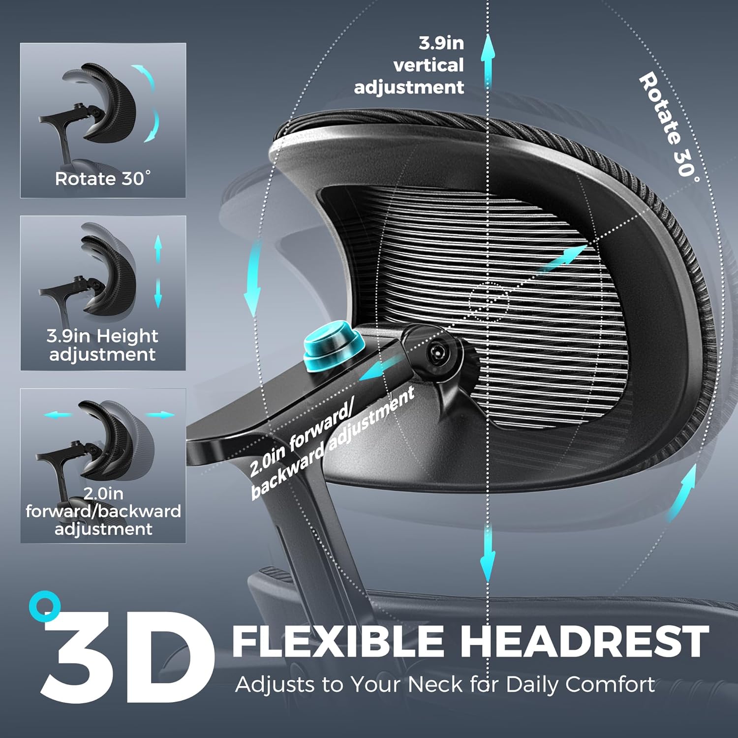 Ergonomic Office Chair with Footrest, Big and Tall Home Desk Chair, High Back Rolling Computer Chair with 5D Flip-Up Arms and Lumbar Support, Comfy Gaming Chair, Swivel Mesh Chairs, Black