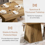 Tribesigns Square Dining Table for 4, 31.5-Inch Small Kitchen Table with Sturdy Pedestal Base, Farmhouse Dinner Table for Dining Room, Living Room, Kitchen, Brown