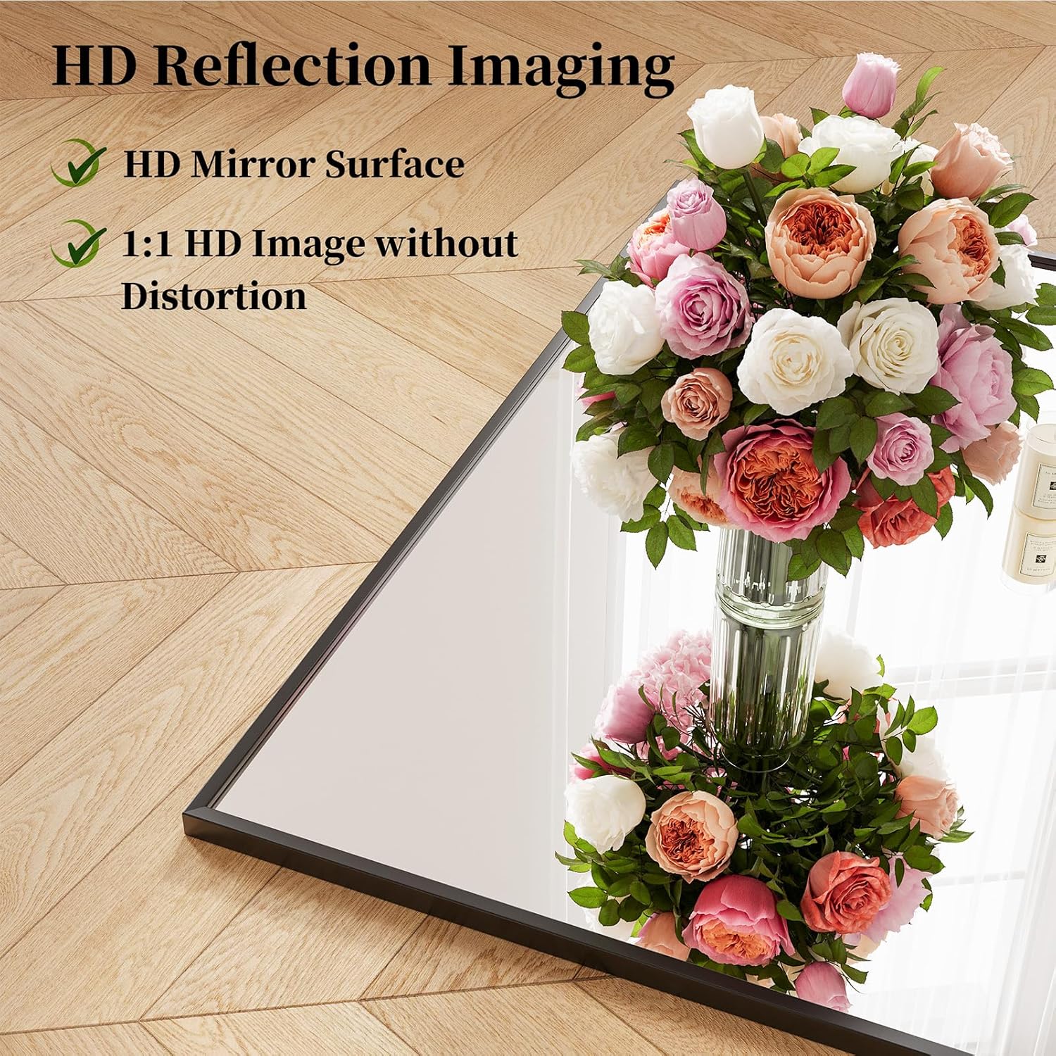 Full Length Mirror, 77"x38" Large Floor Mirror with Stand, Tall Full Body Mirrors for Bedroom, Hanging Mounted for Living Room Cloakroom, Aluminum Alloy Frame, Black
