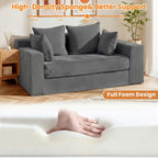 Winzon Boneless Loveseat, 3 in 1 Convertible Sofa Bed Sleeper Sofa Floor Futon Bed with 4 Pillows, 55" Grey Boneless Couch for Living Room, Guest Room, Small Space, No Assembly Required, Corduroy