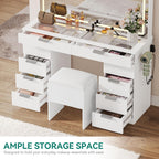 YITAHOME Vanity Set with LED Mirror, 10 Drawers, Stool Included