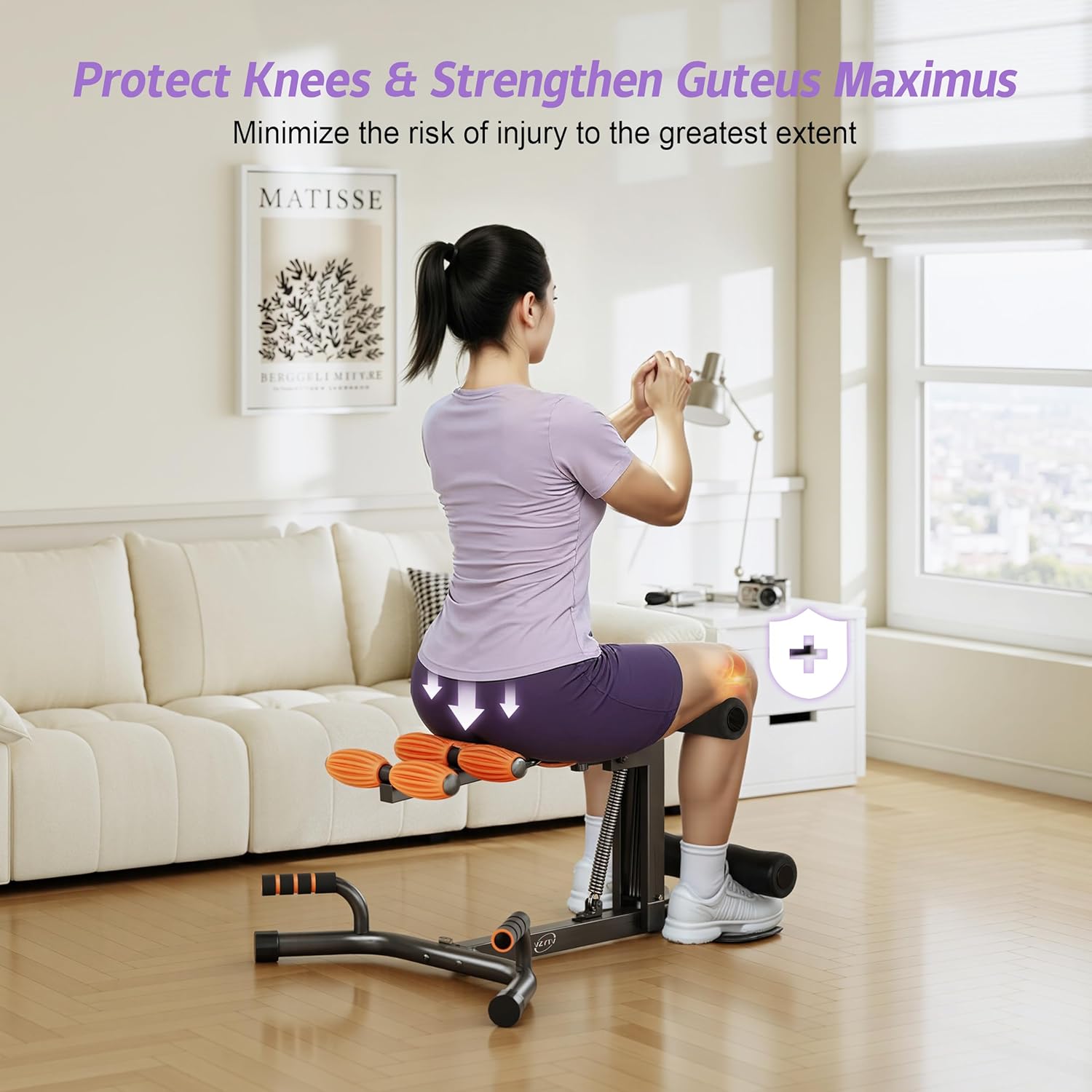 Deep Squat Machine, Adjustable Glutes Trainer Machine, Core & Abs for Low Impact Lower Body Workouts, Home Gym Push-Up Exercises, Easy to Assemble, 350Lbs Weight Capacity
