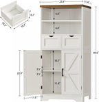 TEENFON Storage Cabinet with Doors & 2 Drawers, Kitchen Cabinet with Adjustable Shelf, Pantry Cabinets, Bathroom Cabinets, for Living Room, Entryway, Home Office, White