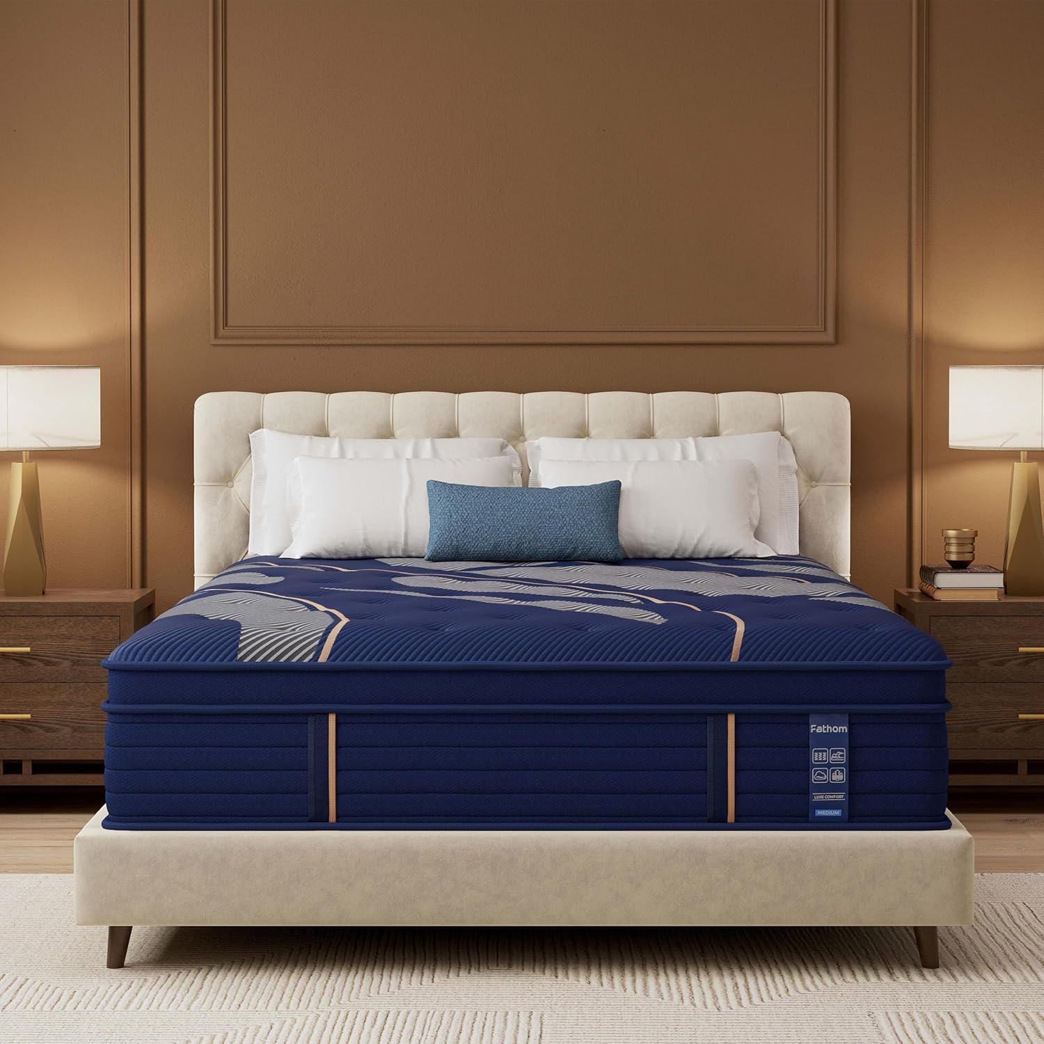 FATHOM King Size Mattress, 14 Inch Hybrid Mattress with Breathable Modal Cover, Cooling Gel Memory Foam & Pocket Spring, Pressure Relief & Fiberglass-Free, CertiPUR-US Certified, Foam Made in USA