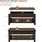 Yaheetech Lift Top Coffee Table with Hidden Storage Compartment & 2 Open Shelves, Rising Tabletop Pop Up Center Table for Living Room Reception Room, 47.5'' L, Espresso
