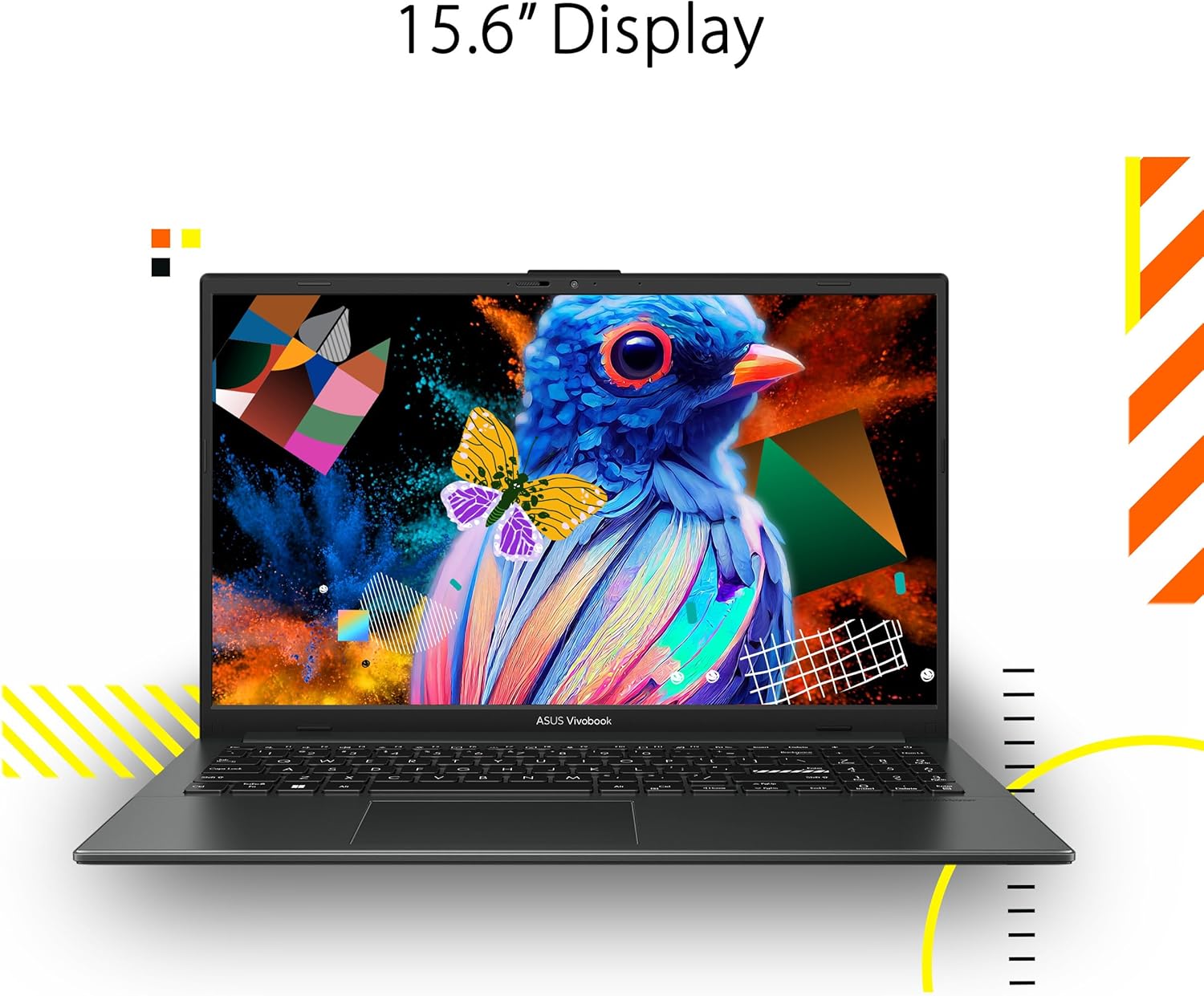 ASUS Vivobook Go 15.6” FHD Slim Laptop  AMD Ryzen 3 7320U Quad Core Processor  8GB DDR5 RAM  256GB SSD  Windows 11 Home  Fast Charging  Webcam Shield  Military Grade Durability  Black  E1504FA-AB34