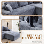 95" Boneless Cloud Sectional Couches for Living Room, Comfy Fluffy L Shaped Memory Foam Deep Seat Boneless Couch, Modular Sectional Sofa with Right Facing Chaise, Grey