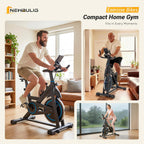 NEWBULIG Exercise Bike with APP, Stationary Bikes for Home, Workout Bike for Adults & Seniors, Cycle Machine, Adjustable Height and Resistance, Low Noise, 265lbs Weight Capacity, Easy Assembly