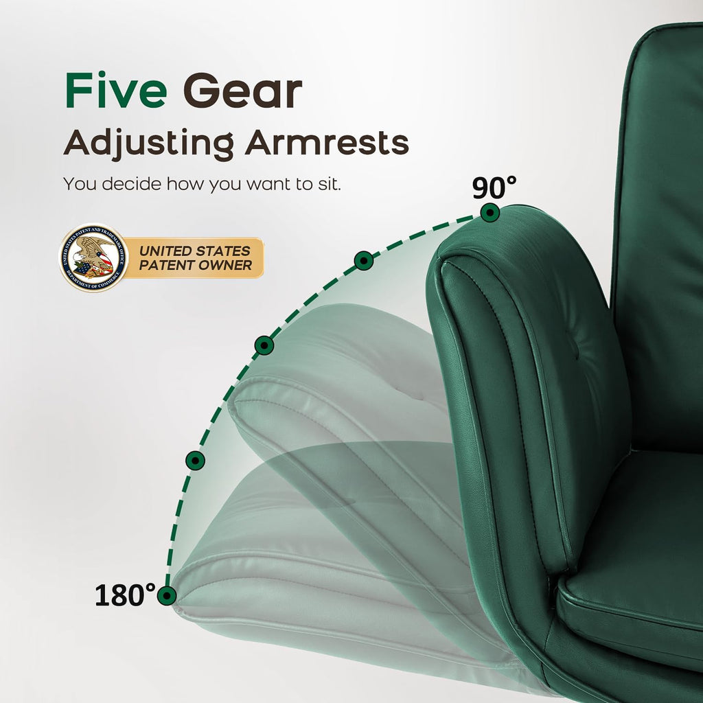 amseatec Criss Cross Chair with Armrests & Wheels, Adjustable Swivel Comfortable Lounge Vanity Chairs, Home Office Desk Chair, Medieval Style, (Christmas Green)